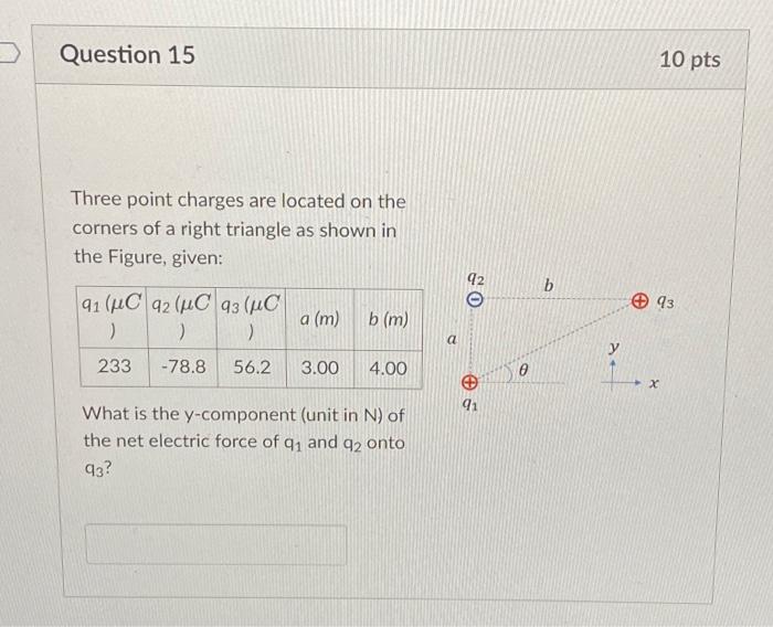 Solved Three point charges are located on the corners of a | Chegg.com