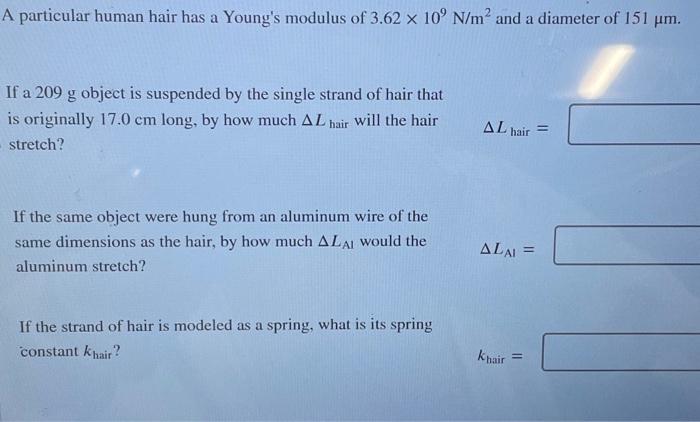 Human hair young's clearance modulus