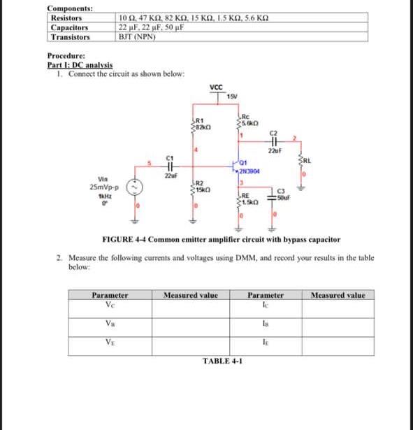 Solved Experiment 4 Common Emitter Amplifier Part 1