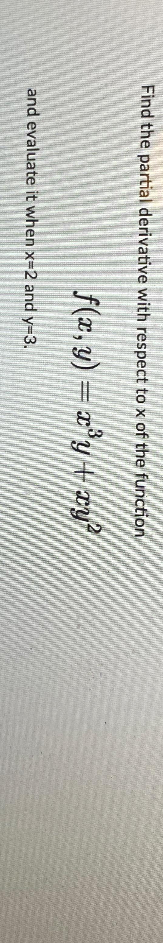 partial derivative of x 2 with respect to y