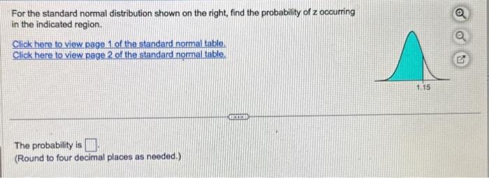 Solved For the standard normal distribution shown on the | Chegg.com