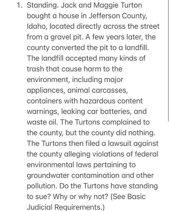 Solved 1. Standing. Jack and Maggie Turton bought a house in