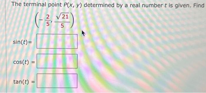 Solved The terminal point P(x,y) determined by a real number | Chegg.com