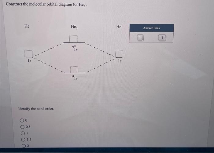 Solved Construct the molecular orbital diagram for H2. | Chegg.com