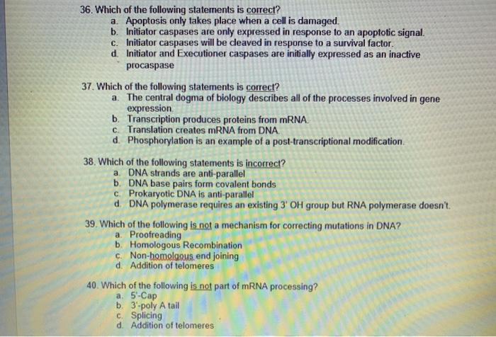 Solved 36. Which Of The Following Statements Is Correct? A. | Chegg.com ...