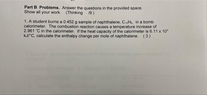 Solved Part B Problems. Answer the questions in the provided | Chegg.com