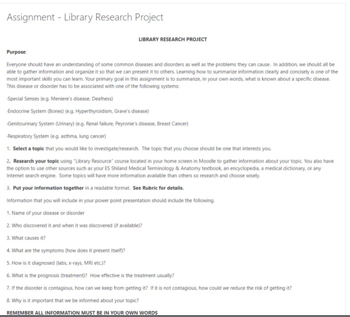 library research assignment