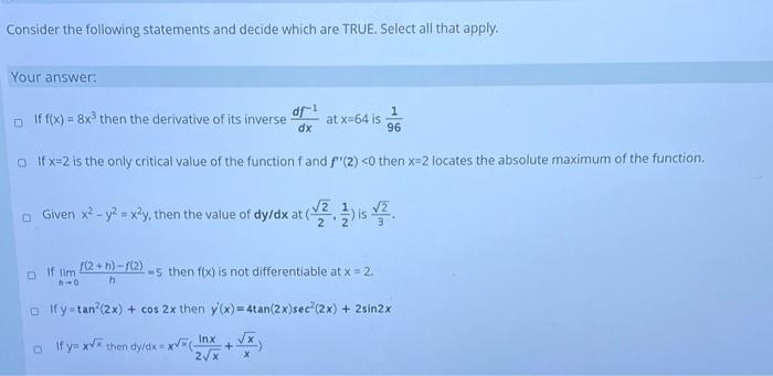 Solved Consider the following statements and decide which | Chegg.com