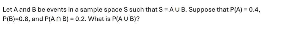 Solved Let A and B ﻿be events in a sample space S ﻿such that | Chegg.com