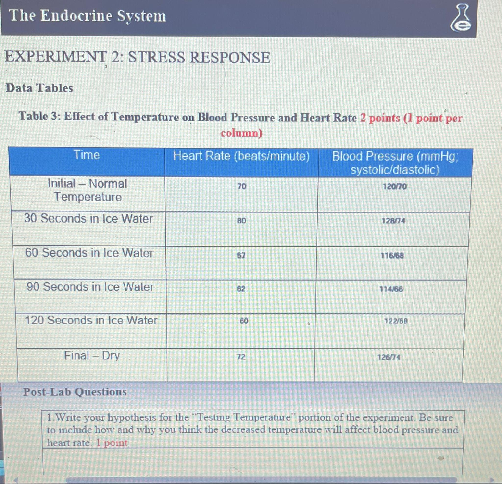 experiment 2 stress response