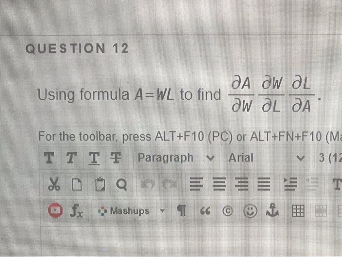 Solved Question 12 Using Formula A Wl To Find Da Dw Ol Ow Chegg Com
