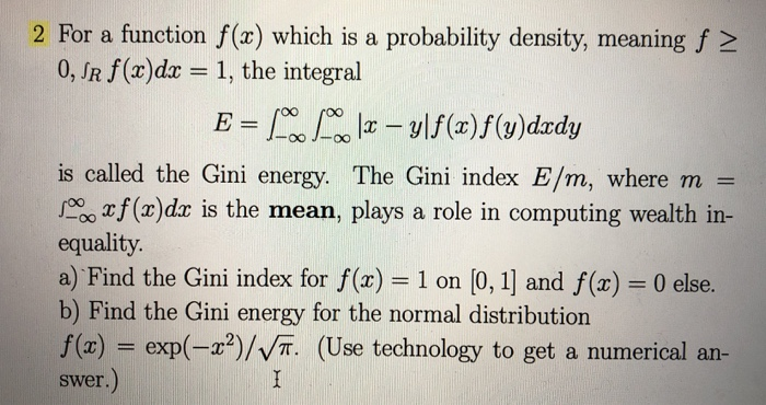 2 For A Function F X Which Is A Probability Density Chegg Com