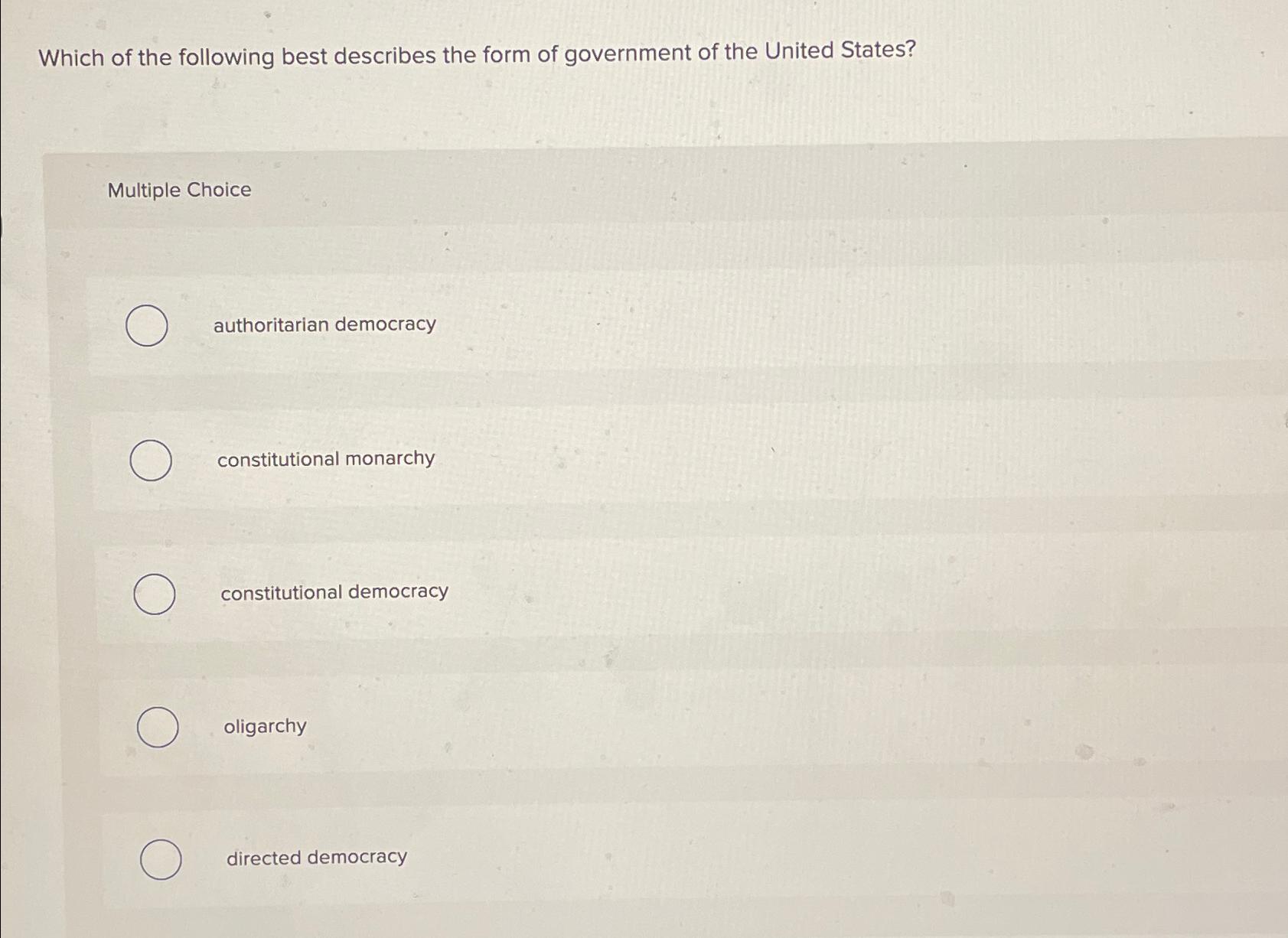 Solved Which of the following best describes the form of | Chegg.com