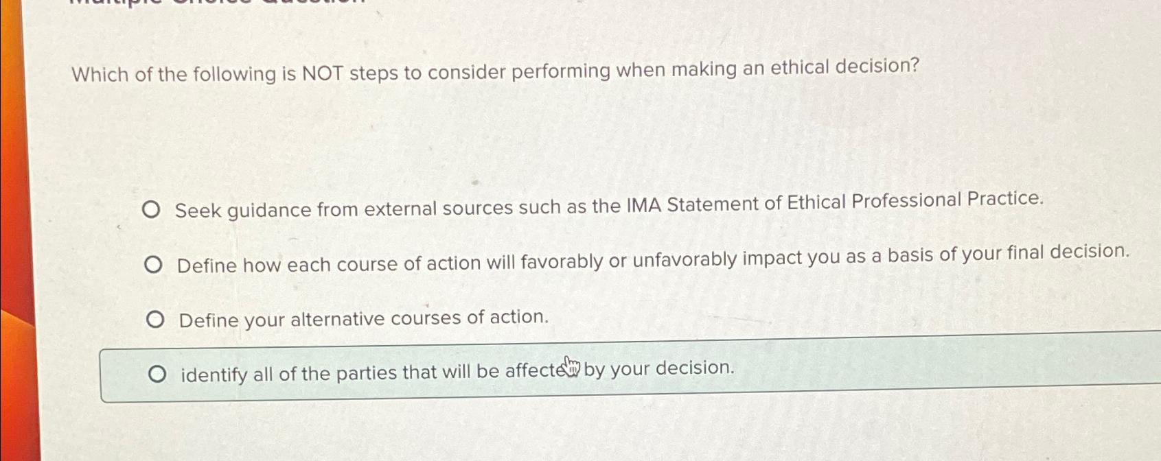 Solved Which of the following is NOT steps to consider | Chegg.com