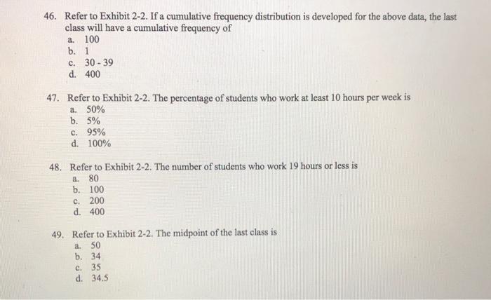 Solved Exhibit 2 2 The Numbers Of Hours Worked per Week By Chegg