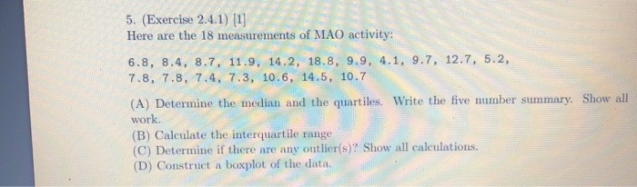 Solved 5. (Exercise 2.4.1) (1) Here are the 18 measurements | Chegg.com