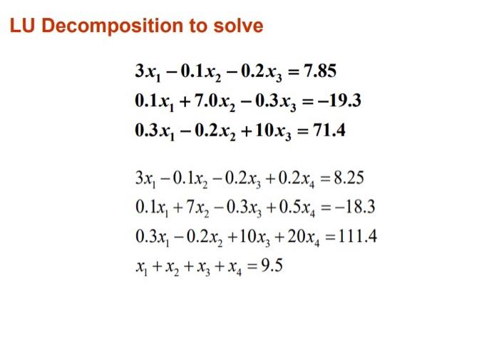 Solved LU Decomposition to solve | Chegg.com