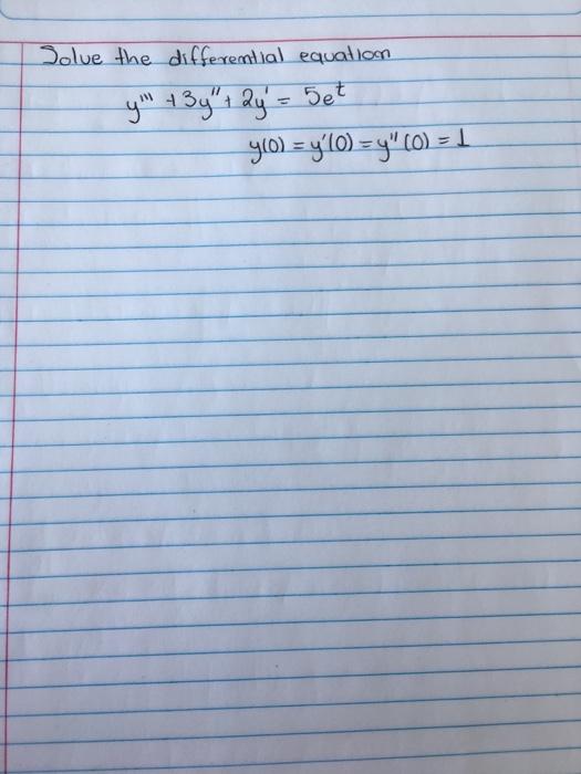 17 Solve the differential equation y + 3y + 2y = 5et 900) = y 10) =y (0) = 1