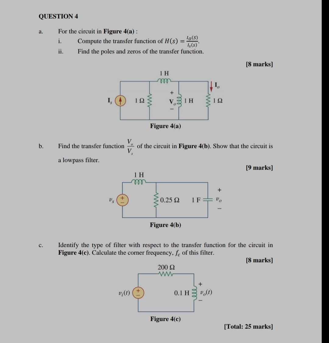 Solved QUESTION 4 a. For the circuit in Figure 4(a): i. | Chegg.com