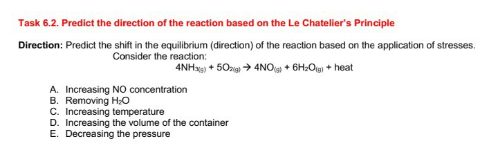 Solved Task 6.2. Predict the direction of the reaction based | Chegg.com