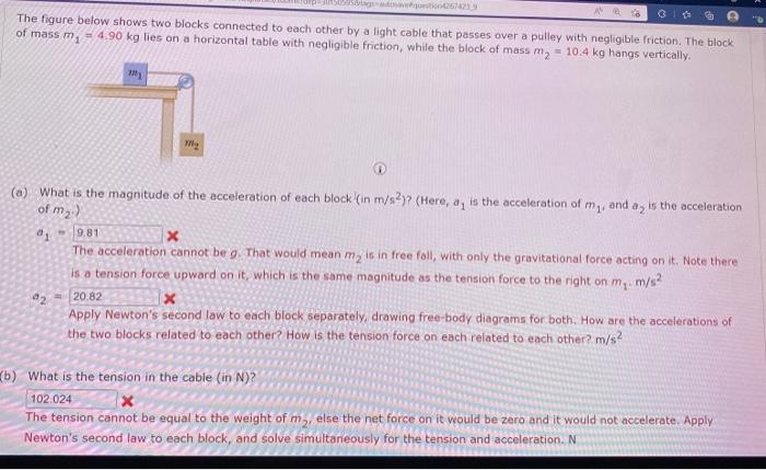 Solved The Figure Below Shows Two Blocks Connected To Each | Chegg.com