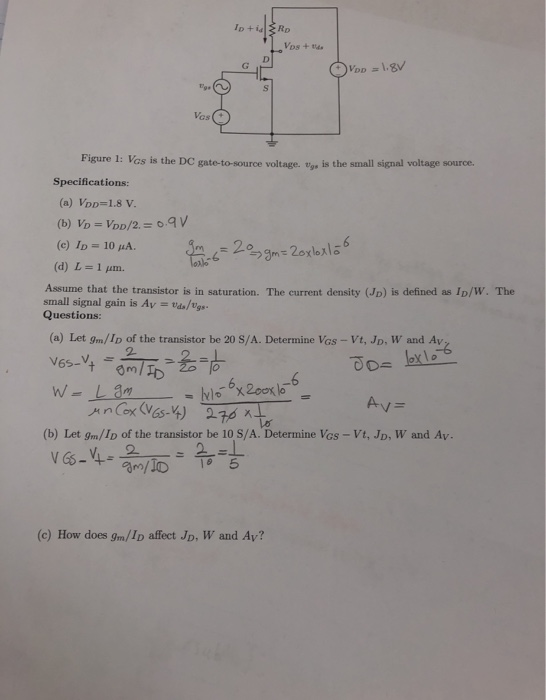 Solved Small Signal Analysis Car Unit Nmos Pmos Vth Mv Chegg Com