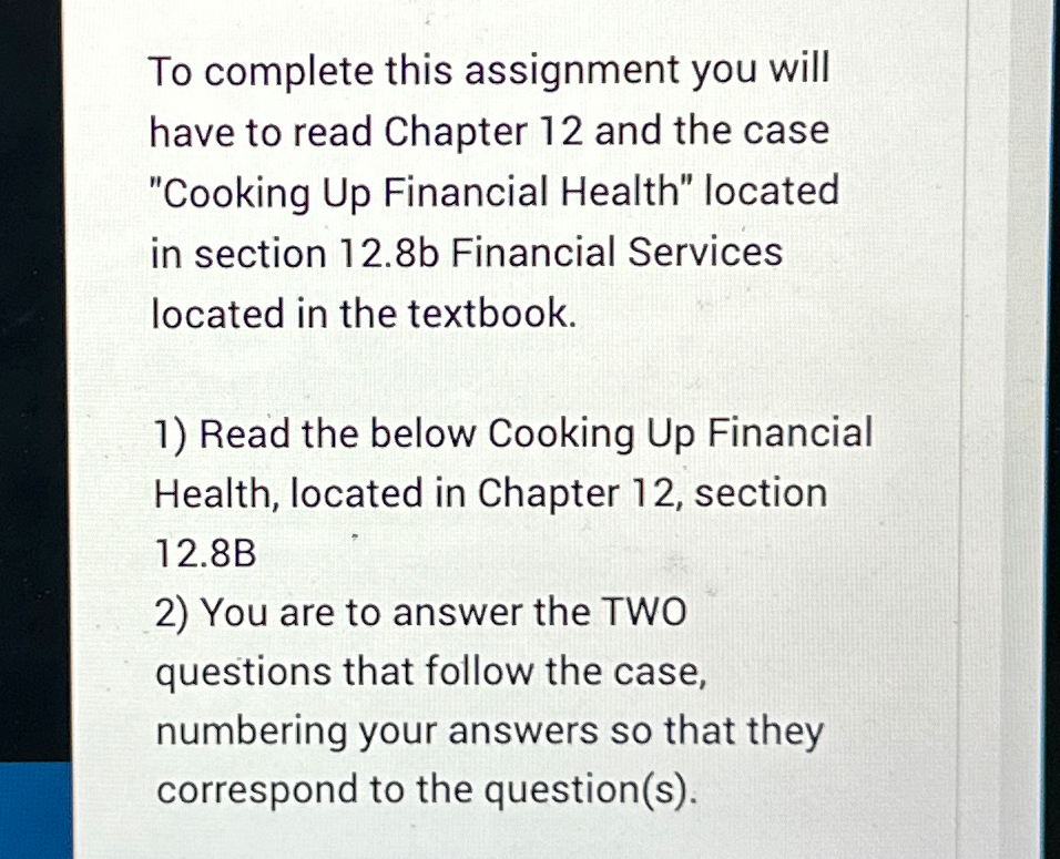 Solved To complete this assignment you will have to read | Chegg.com