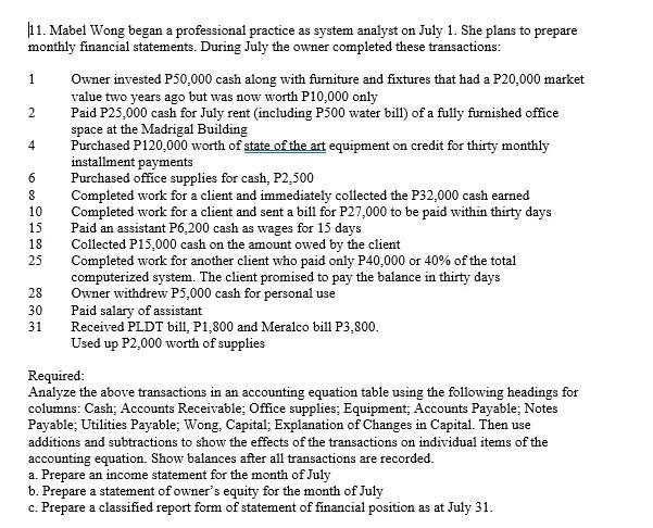 Solved 1 2 6 8 10 15 18 11 mabel wong began a professional chegg