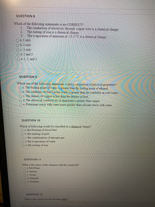 Solved QUESTION 8 Which of the following statements is/are | Chegg.com