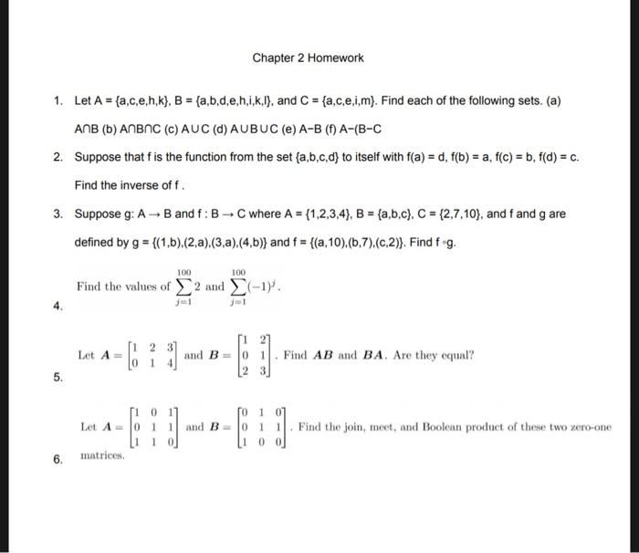 Solved Chapter 2 Homework 1 Let A A C E H K B A Chegg Com