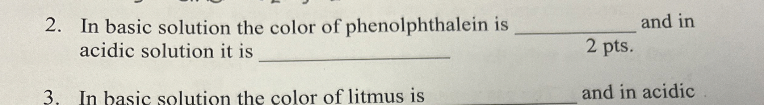 Solved In basic solution the color of phenolphthalein is | Chegg.com