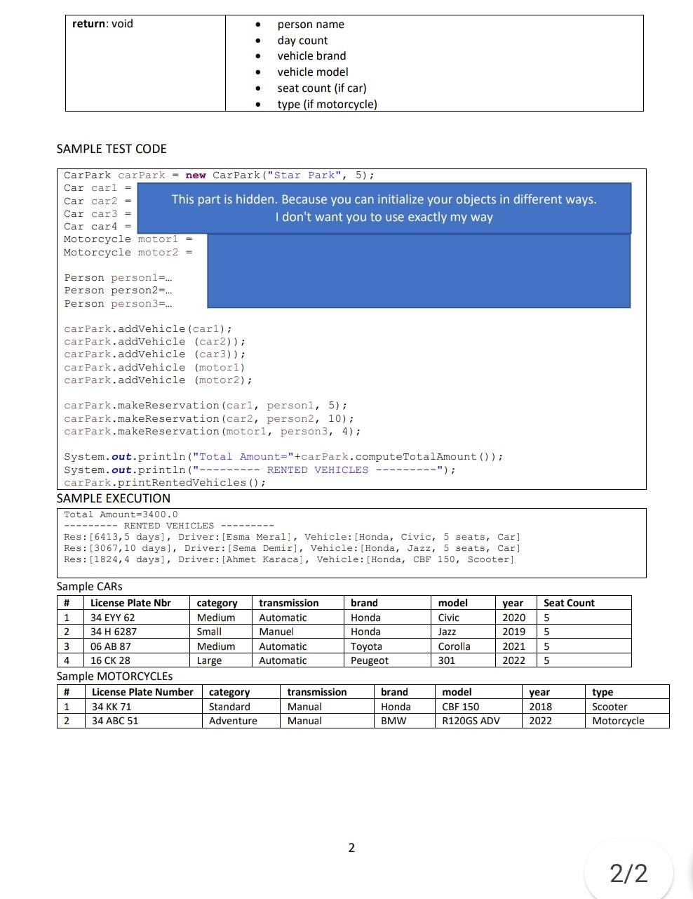 Solved Homework Details: 1. A simple Car Rental/Park | Chegg.com