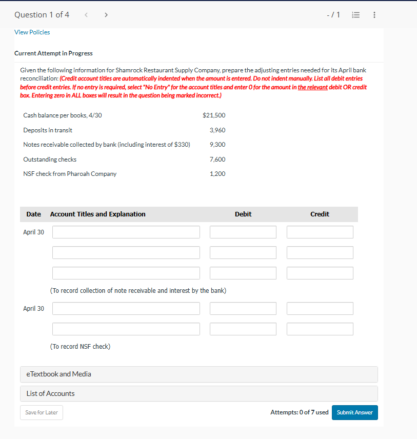Solved View Policies Current Attempt in Progress Given the | Chegg.com
