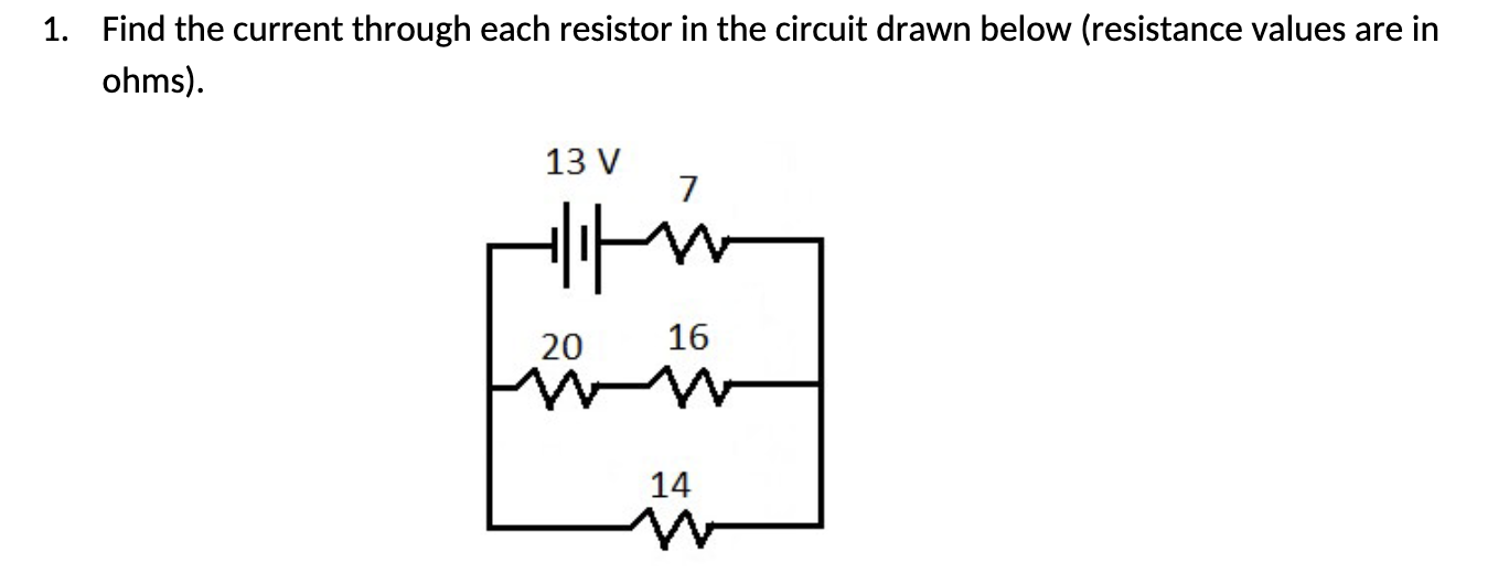 Solved Find The Current Through Each Resistor In The Circuit 2001