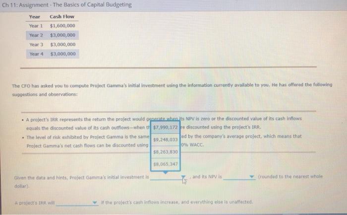 Solved Ch 11: Assignment - The Basics of Capital Budgeting | Chegg.com