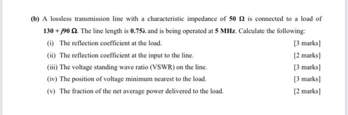 Solved (b) A Lossless Transmission Line With A | Chegg.com