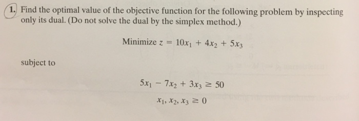 Solved 1. Find the optimal value of the objective function | Chegg.com