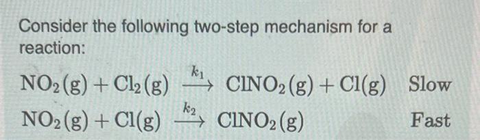 Solved Consider the following two-step mechanism for a | Chegg.com