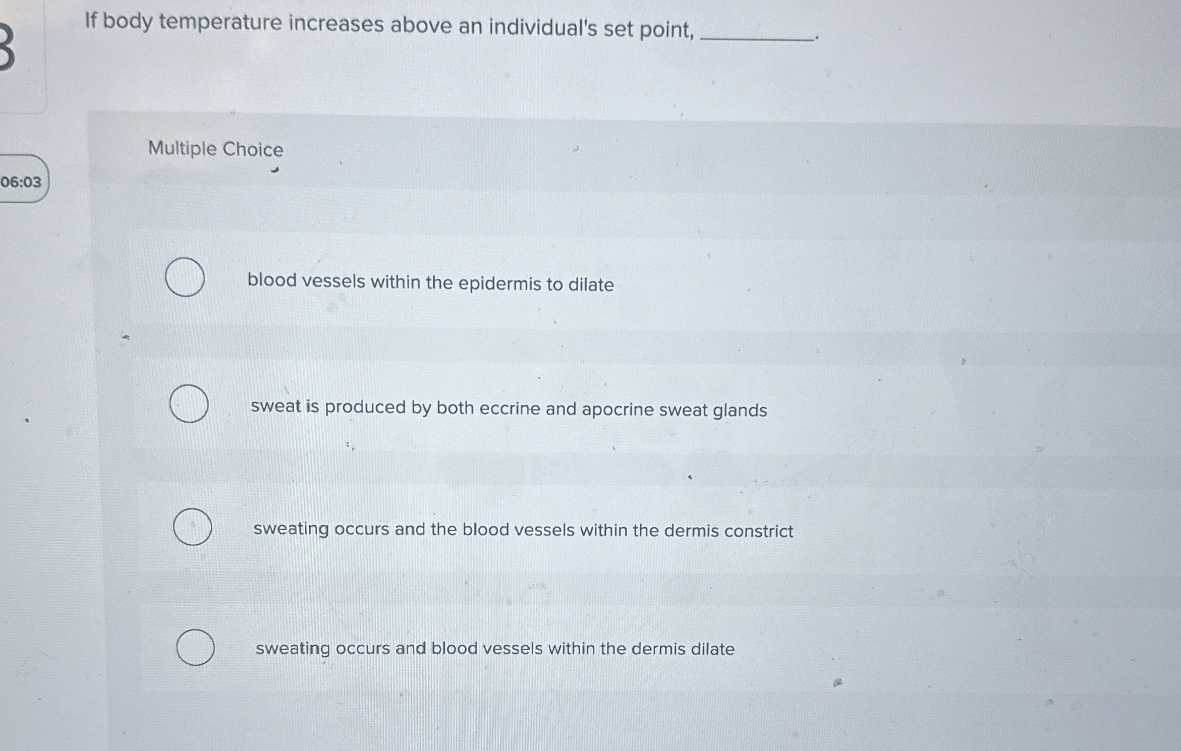 Solved If body temperature increases above an individual's | Chegg.com