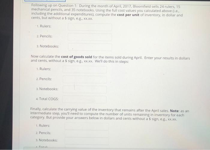 Solved The Bloomfield Corporation sells three items of
