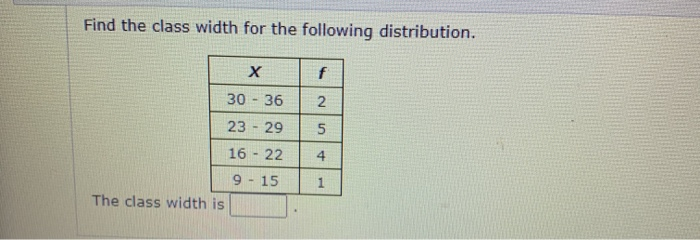 solved-find-the-class-width-for-the-following-distribution-chegg