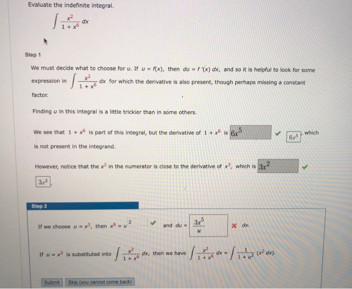 Solved Evaluate The Indefinite Integral It Root Step 1 W Chegg Com