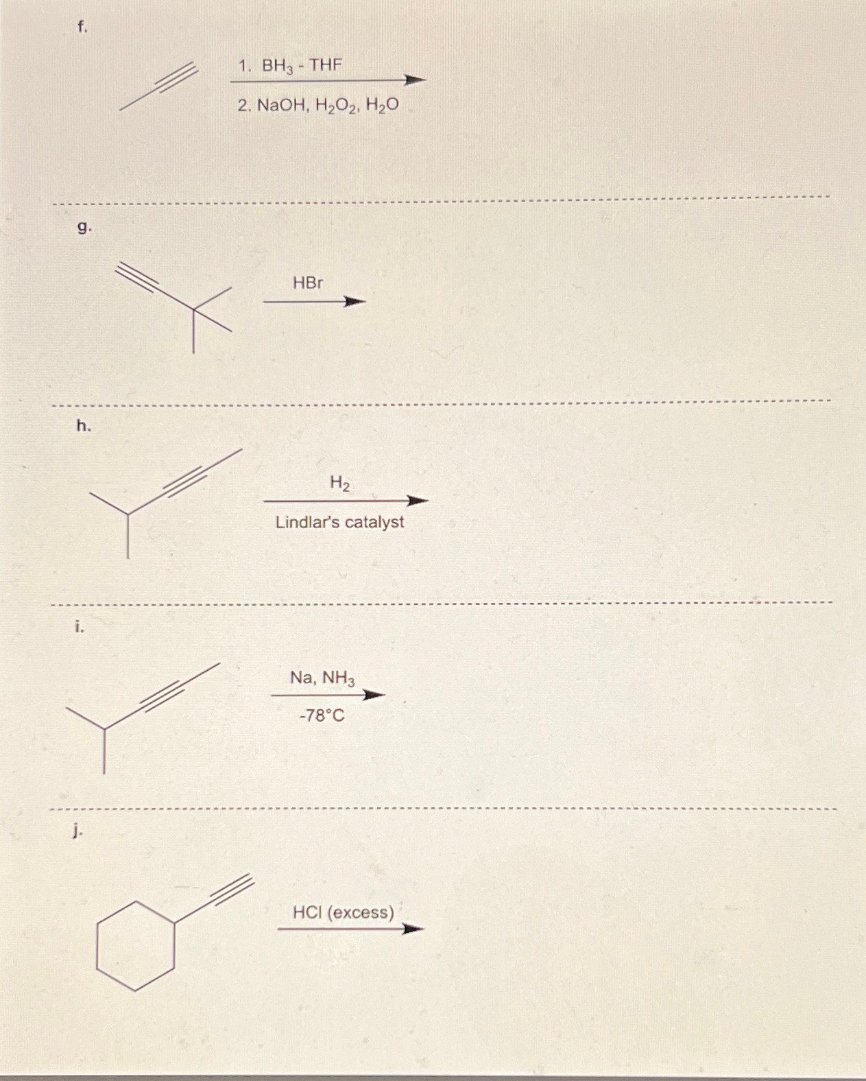 Solved f.→?2.NaOH,H2O2,H2O1.BH3-THFg.h.i.j. | Chegg.com