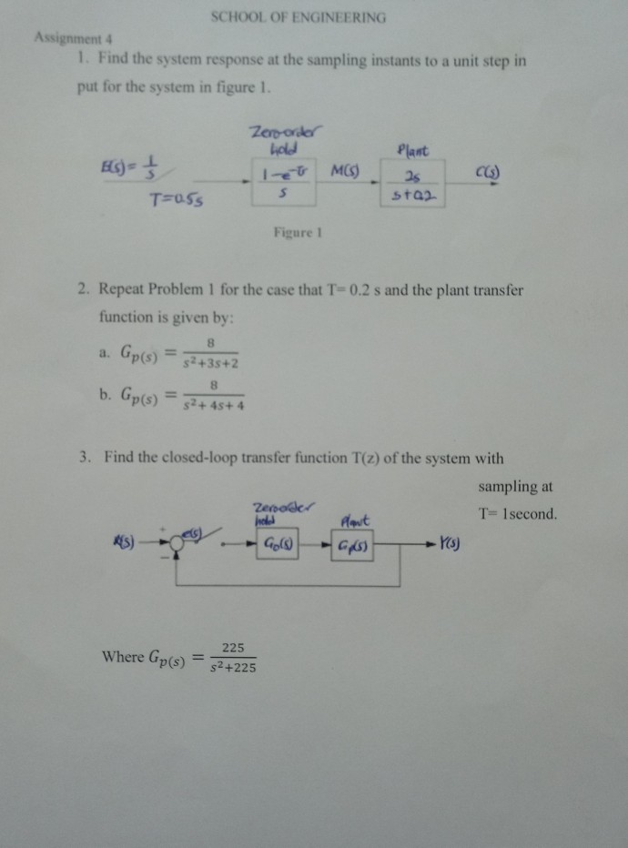 Solved SCHOOL OF ENGINEERING Assignment 4 1. Find the system | Chegg.com