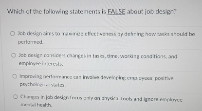 Solved Which of the following statements is FALSE about job | Chegg.com