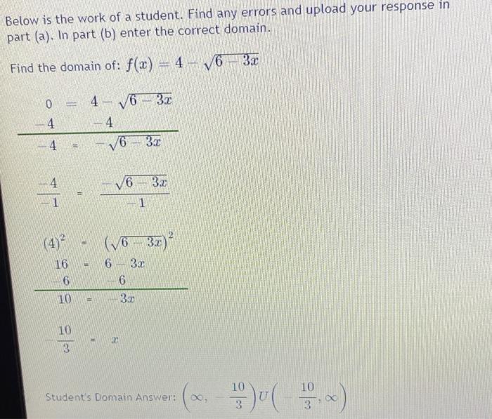 Solved Below is the work of a student. Find any errors and | Chegg.com