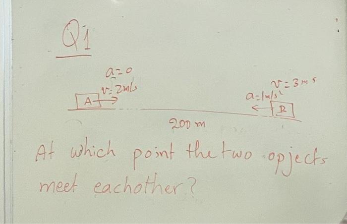 Solved At which point the two opjects meet eachother? | Chegg.com