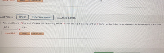 Solved At Noon, Ship A Is 170 Km West Of Ship B. Ship A Is | Chegg.com