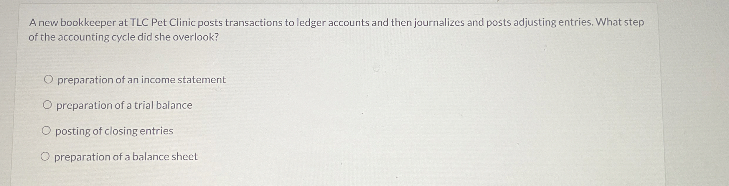 Solved A new bookkeeper at TLC Pet Clinic posts transactions