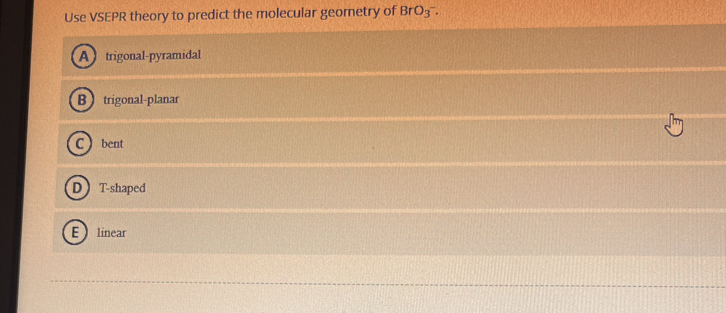 Solved Use Vsepr Theory To Predict The Molecular Geometry Of Chegg Com